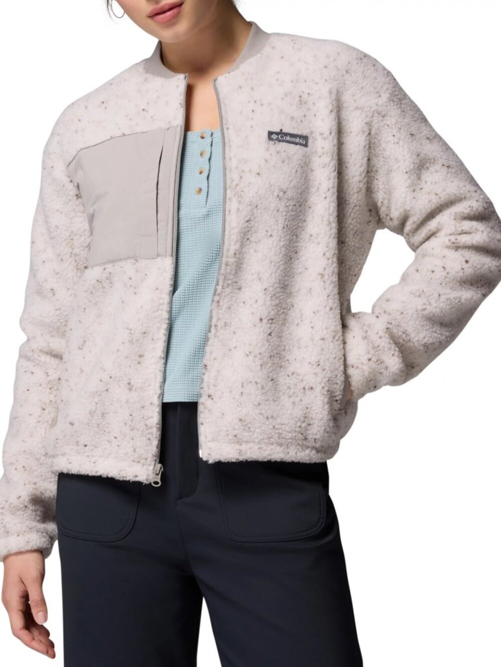 Columbia Women's Stellar Path Fleece Bomber Full Zip - Color: Dark Stone/Flint - Picture 4 of 7